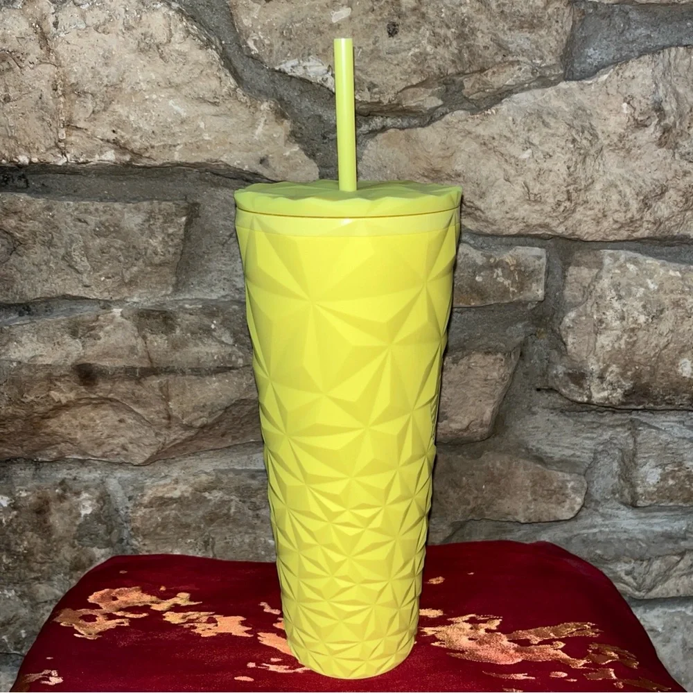 NWT STARBUCKS Matte Butter Yellow Prism Soft Touch Tumbler 24oz 710ML